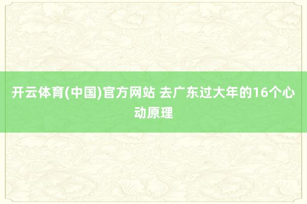 开云体育(中国)官方网站 去广东过大年的16个心动原理