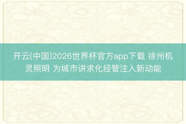 开云(中国)2026世界杯官方app下载 徐州机灵照明 为城市讲求化经管注入新动能