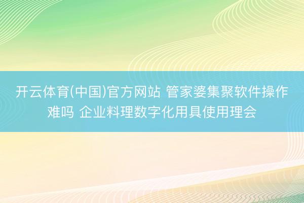 开云体育(中国)官方网站 管家婆集聚软件操作难吗 企业料理数字化用具使用理会