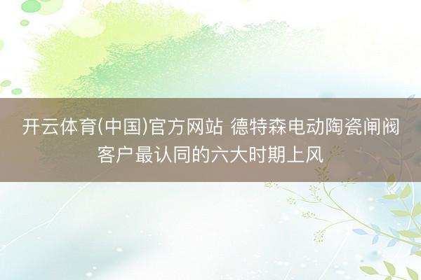 开云体育(中国)官方网站 德特森电动陶瓷闸阀客户最认同的六大时期上风