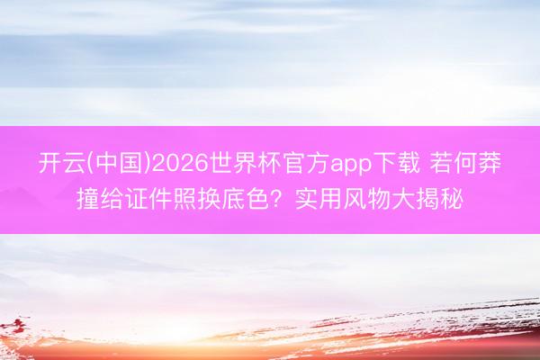 开云(中国)2026世界杯官方app下载 若何莽撞给证件照换底色？实用风物大揭秘