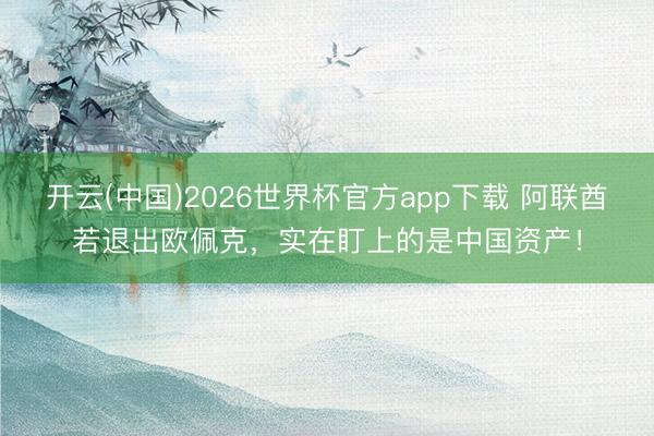 开云(中国)2026世界杯官方app下载 阿联酋若退出欧佩克，实在盯上的是中国资产！