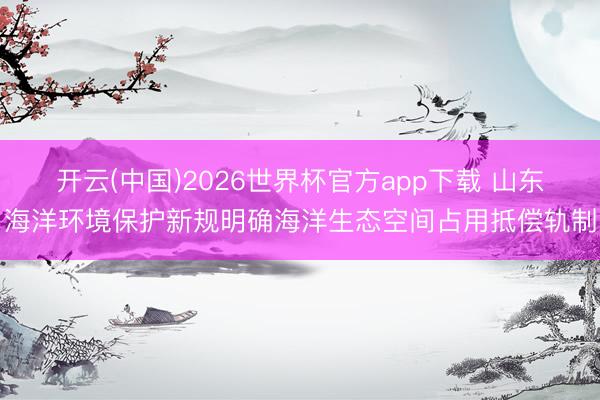开云(中国)2026世界杯官方app下载 山东海洋环境保护新规明确海洋生态空间占用抵偿轨制
