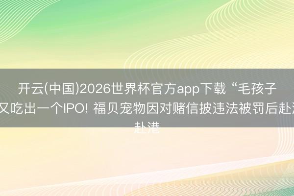 开云(中国)2026世界杯官方app下载 “毛孩子”又吃出一个IPO! 福贝宠物因对赌信披违法被罚后赴港