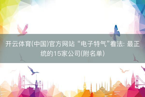 开云体育(中国)官方网站 “电子特气”看法: 最正统的15家公司(附名单)