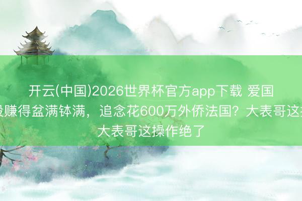 开云(中国)2026世界杯官方app下载 爱国东谈主设赚得盆满钵满，追念花600万外侨法国？大表哥这操作绝了