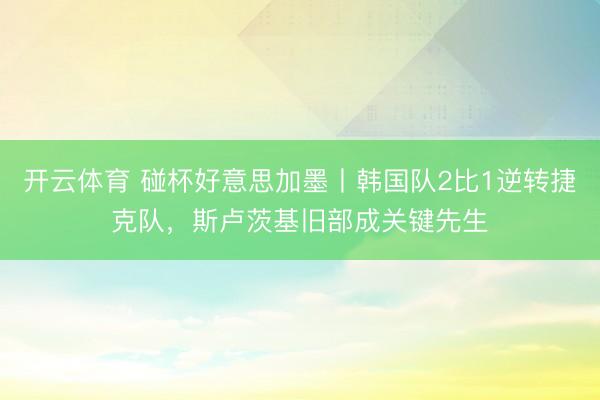 开云体育 碰杯好意思加墨丨韩国队2比1逆转捷克队，斯卢茨基旧部成关键先生