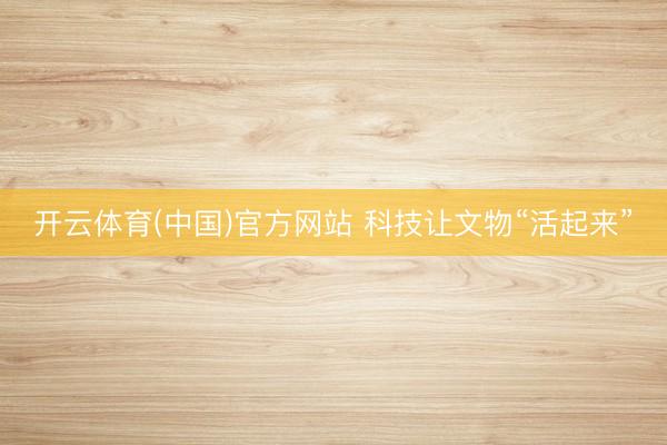 开云体育(中国)官方网站 科技让文物“活起来”