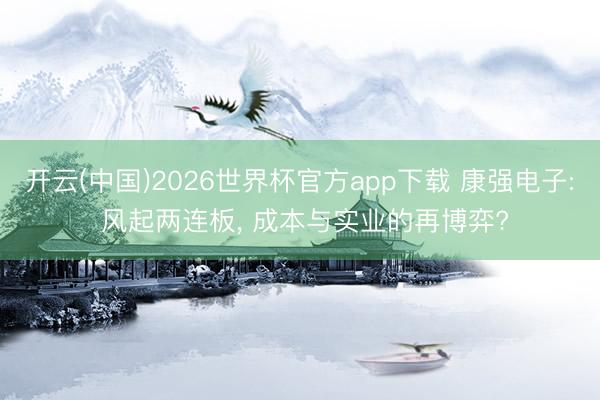 开云(中国)2026世界杯官方app下载 康强电子: 风起两连板, 成本与实业的再博弈?